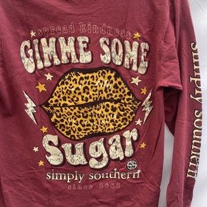 Simply Southern top women’s small long sleeved graphic tee leopard print preppy